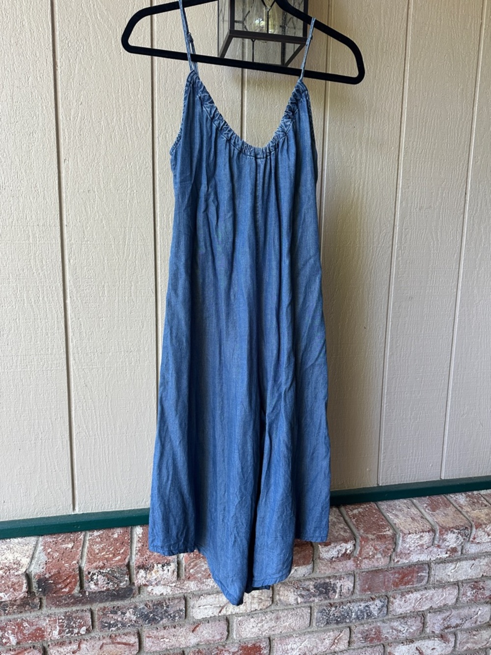 Lightweight Blue Chambray Cropped Romper